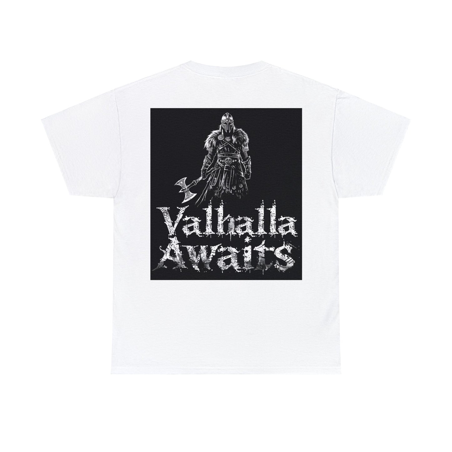 Push it to the Limit Unisex Heavy Cotton T-Shirt Viking Style with Valhalla Awaits on the back