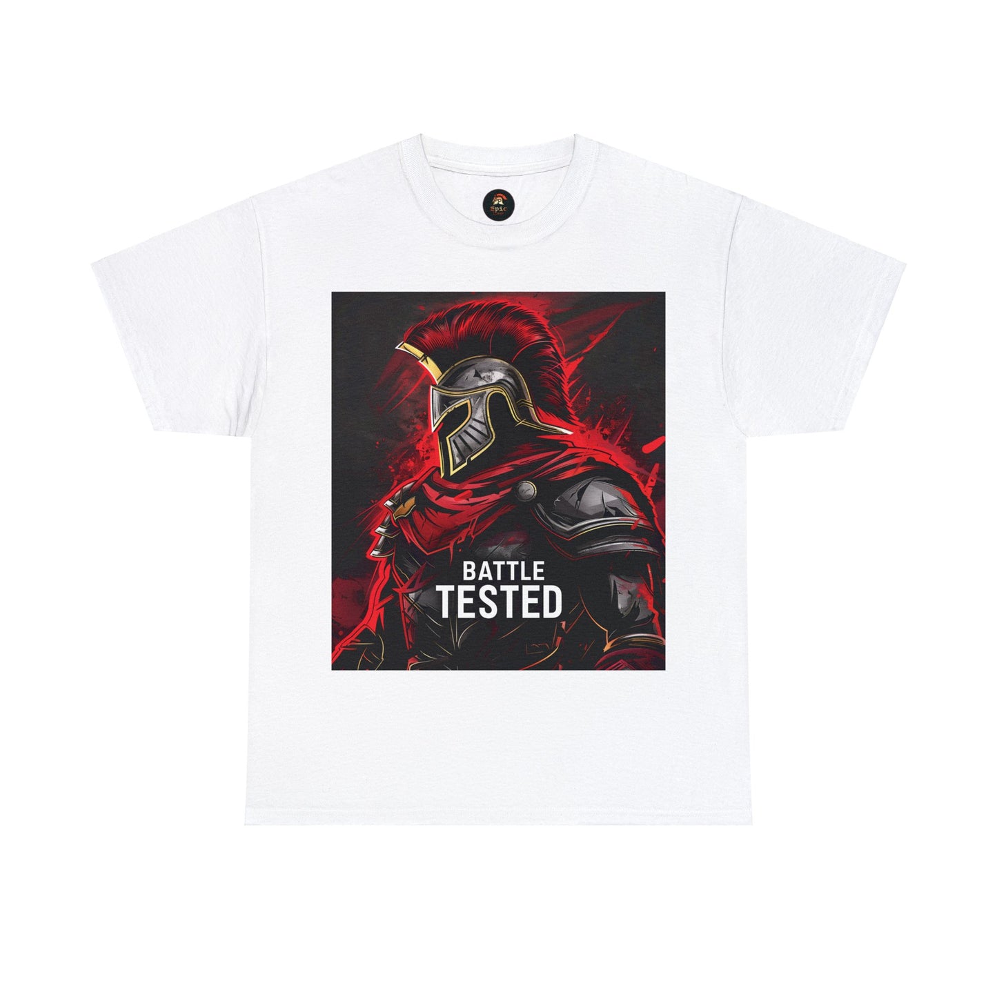 Unisex Heavy Cotton T-Shirt Ares Battle Tested With Back Design