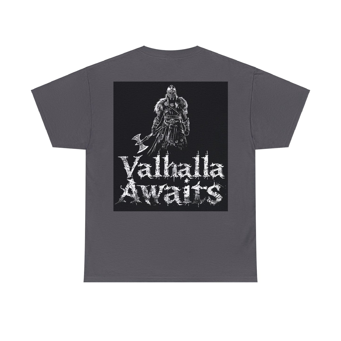 Push it to the Limit Unisex Heavy Cotton T-Shirt Viking Style with Valhalla Awaits on the back