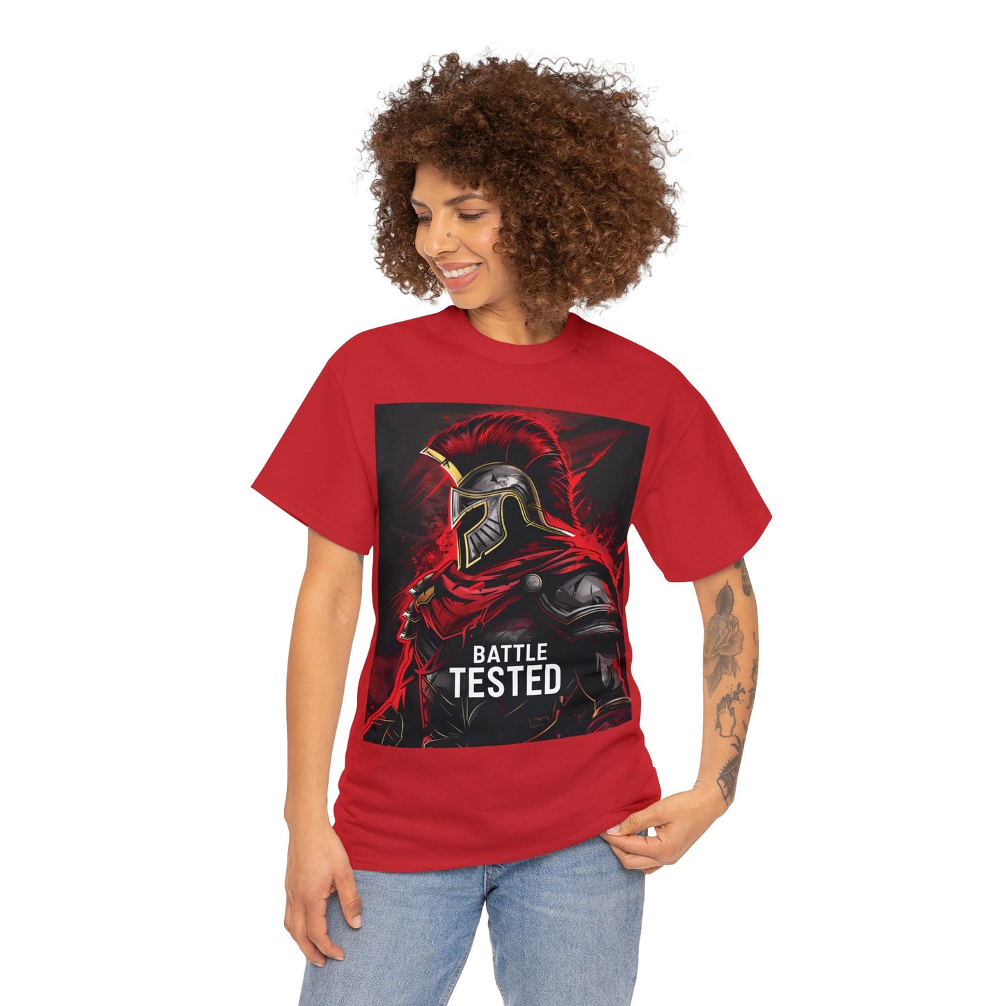 Unisex Heavy Cotton T-Shirt Ares Battle Tested With Back Design